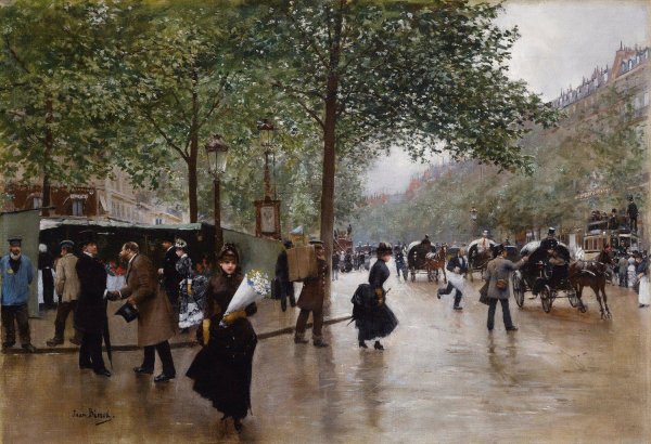Sur Les Grands Boulevards by Jean Beraud - Hand-Painted Oil Painting Reproduction