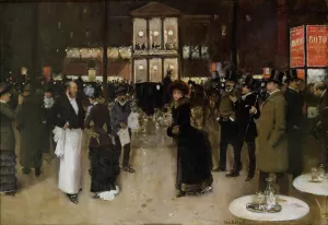 The Boulevard at Night, in front of the Theatre des Varietes by Jean Beraud Oil Painting