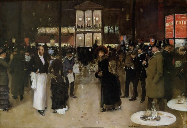 Main Product Photo of The Boulevard at Night, in front of the Theatre des Varietes Painting by Jean Beraud