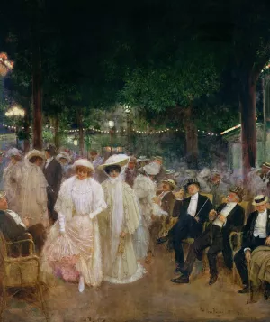 The Gardens of Paris also known as The Beauties of the Night by Jean Beraud - Oil Painting Reproduction