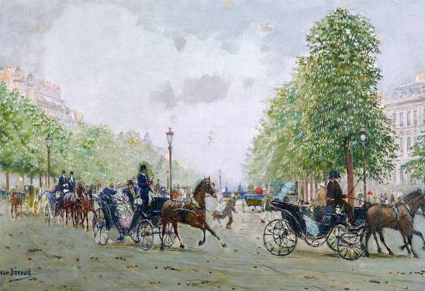 Main Product Photo of The Promenade on the Champs-Elysees Painting by Jean Beraud