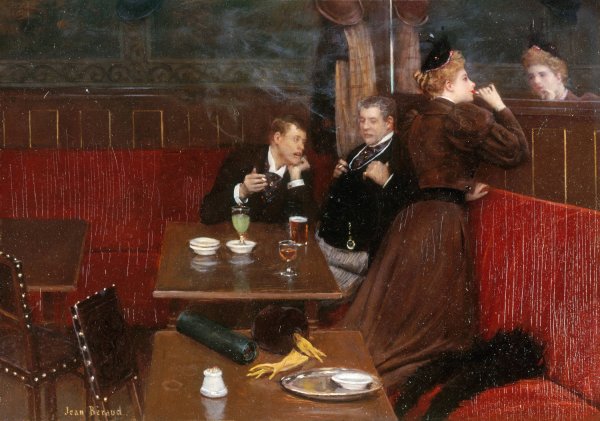 Trois personnages dans un cafe  by Jean Beraud - Hand-Painted Oil Painting Reproduction