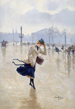 Windy Day, Place De La Concorde by Jean Beraud Oil Painting