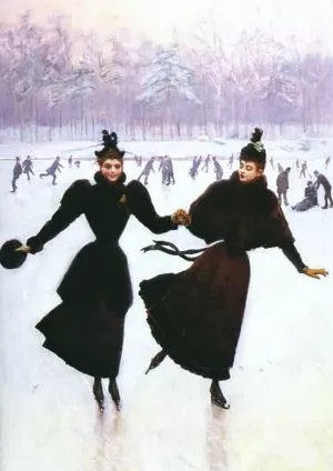 Women Skating 2 by Jean Beraud Oil Painting