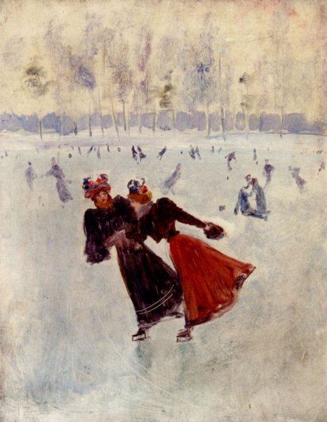 Women Skating by Jean Beraud - Hand-Painted Oil Painting Reproduction