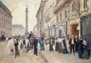 Workers Leaving the Maison Paquin by Jean Beraud Oil Painting