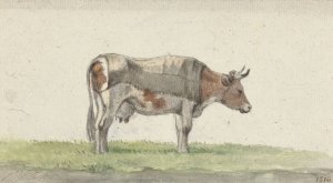 Staande koe, naar rechts by Jean Bernard Oil Painting