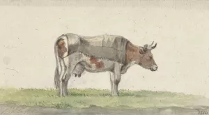 Staande koe, naar rechts by Jean Bernard Oil Painting