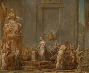 Dido's Sacrifice to Juno by Jean Bernard Restout Oil Painting