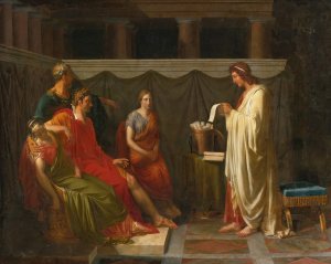 Virgile Lisant Son Eneide Devant Auguste by Jean-Bruno Gassies Oil Painting