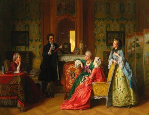 A Reading From Moliere by Jean Carolus Oil Painting