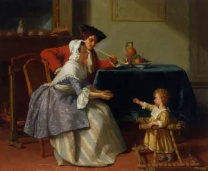 Babys First Steps by Jean Carolus Oil Painting