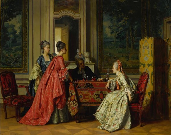 Main Product Photo of The Chess Players  Painting by Jean Carolus