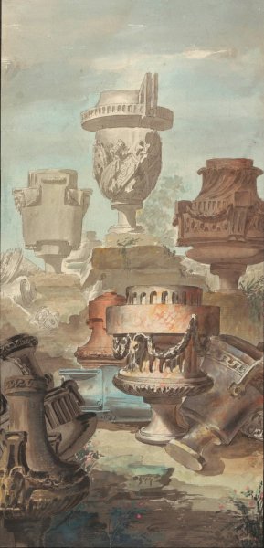 Ruin Fantasy; Vases and Urns by Jean-Charles Delafosse Oil Painting