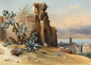 Ancient Ruins near Messina,Sicily by Jean-Charles Joseph Remond Oil Painting