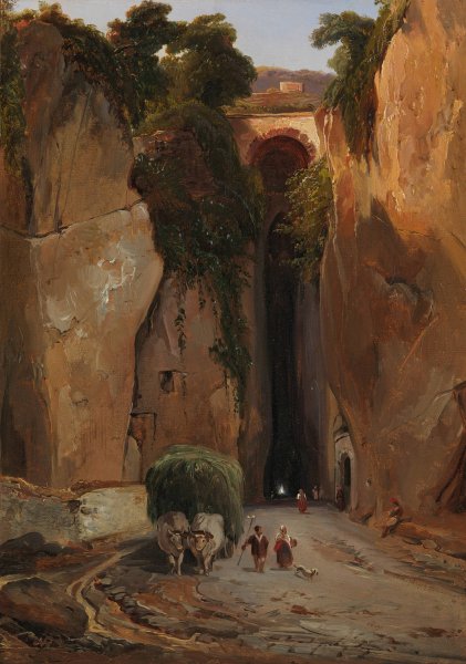 Entrance to the Grotto of Posilipo  by Jean-Charles Joseph Remond - Hand-Painted Oil Painting Reproduction