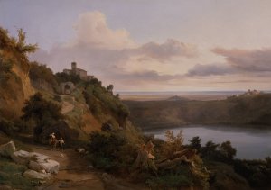 Lake Nemi by Jean-Charles Joseph Remond Oil Painting