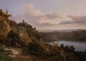 Lake Nemi by Jean-Charles Joseph Remond Oil Painting