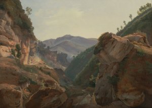 Mountain Landscape with Road to Naples by Jean-Charles Joseph Remond Oil Painting
