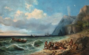 The Death of Captain Hook by Jean-Charles Joseph Remond Oil Painting