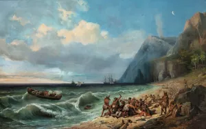 The Death of Captain Hook by Jean-Charles Joseph Remond Oil Painting
