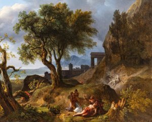 The Death Of Hippolytus by Jean-Charles Joseph Remond Oil Painting