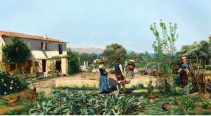 A Vegetable Garden in Provence Oil painting by Jean Charles Meissonier
