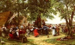 The Village Festival by Jean Charles Meissonier - Oil Painting Reproduction