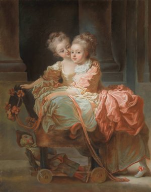 The Two Sisters by Jean Claude Richard, Abbe De Saint-Non Oil Painting