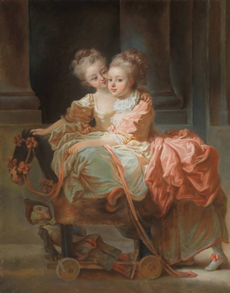 The Two Sisters  by Jean Claude Richard, Abbe De Saint-Non - Hand-Painted Oil Painting Reproduction