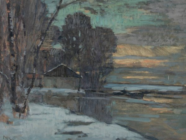 Canal de l'Ourcq en hiver  by Jean Constant Pape - Hand-Painted Oil Painting Reproduction