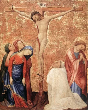Christ on the Cross with a Carthusian Monk by Jean De Beaumetz Oil Painting