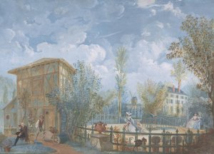 Figures in a Garden by Jean Demosthene Dugourc Oil Painting