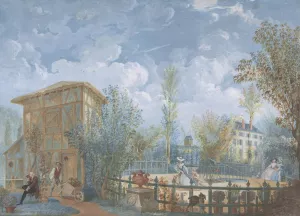 Figures in a Garden by Jean Demosthene Dugourc Oil Painting
