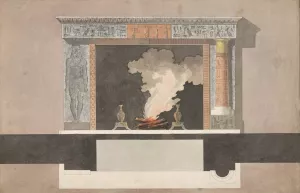 Ontwerp voor schoorsteen in Egyptische stijl by Jean Demosthene Dugourc Oil Painting