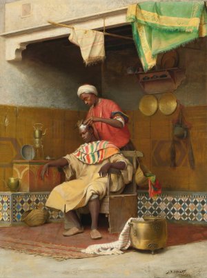 The Barber Shop, Tangiers by Jean Discart Oil Painting