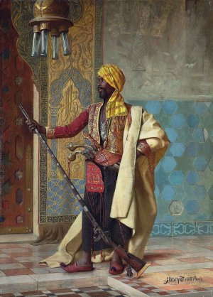 The Harem guard by Jean Discart Oil Painting