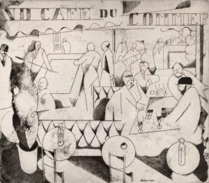 Cafeinterieur met drinkende en biljartspelende mannen Oil painting by Jean Emile Laboureur