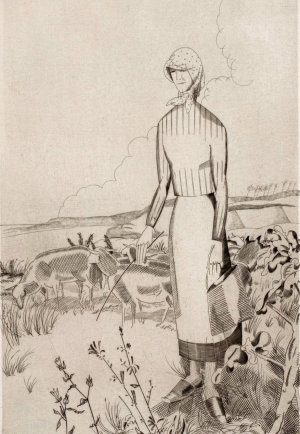 Herderin met schapen by Jean Emile Laboureur Oil Painting