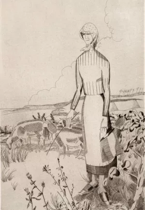 Herderin met schapen Oil painting by Jean Emile Laboureur