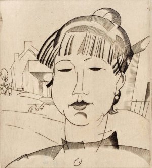 Hoofd van een vrouw by Jean Emile Laboureur Oil Painting