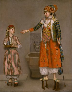 A Lady in Turkish Dress and Her Servant by Jean-Etienne Liotard Oil Painting