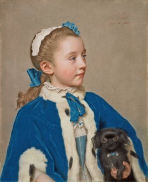 Portrait of Maria Frederike van Reede-Athlone at Seven Years of Age by Jean-Etienne Liotard Oil Painting