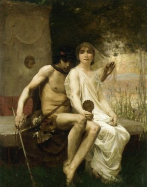 Lycenion et Daphnis by Jean-Eugene Buland Oil Painting