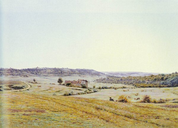Main Product Photo of A Young Shepherd In An Extensive Landscape Painting by Jean Ferdinand Monchablon