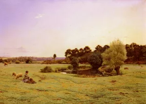 Le Paturage Oil painting by Jean Ferdinand Monchablon