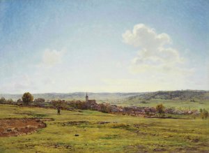 Paysage Pres De Fresnes by Jean Ferdinand Monchablon Oil Painting
