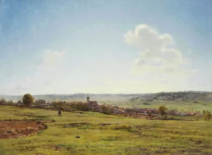 Paysage Pres De Fresnes by Jean Ferdinand Monchablon Oil Painting