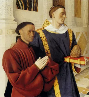 Etienne Chevalier With St. Stephen panel of the Melun Diptych by Jean Fouquet Oil Painting