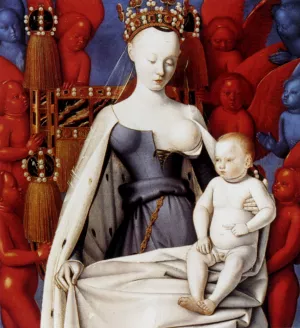 Madonna And Child Panel of Melun Diptych by Jean Fouquet Oil Painting